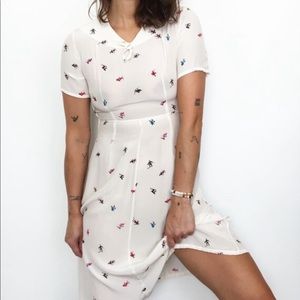 Vintage 100% silk skier printed dress